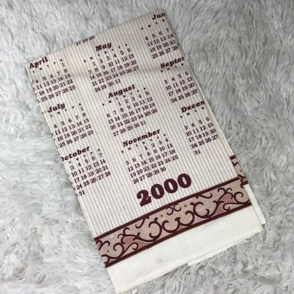NWOT Vintage Coca-Cola Old Fashioned Linen Hanging Calendar Towel